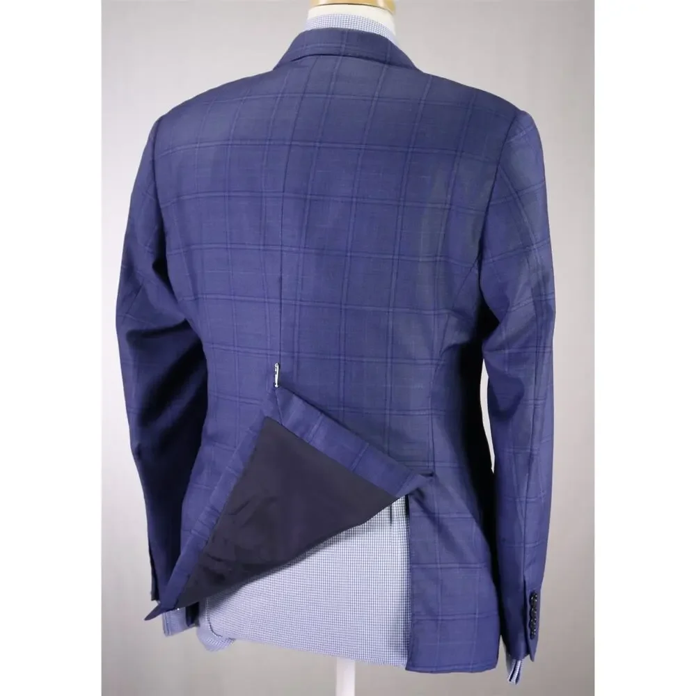 Armani Collezioni Royal Blue Windowpane 130's Wool 2-Btn Sportcoat Blazer 38S